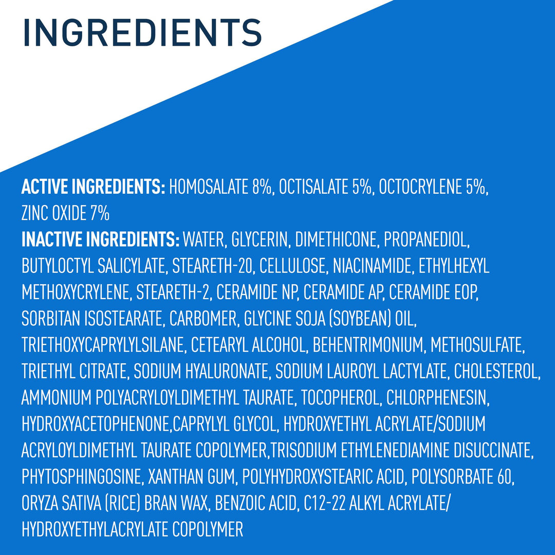 CeraVe AM Facial Moisturizing Lotion SPF 50, Face Moisturizer with SPF, Hyaluronic Acid, Niacinamide & Ceramides, Non-Greasy, Blends Seamlessly With No White Cast, Non Comedogenic Sunscreen, 3 Oz