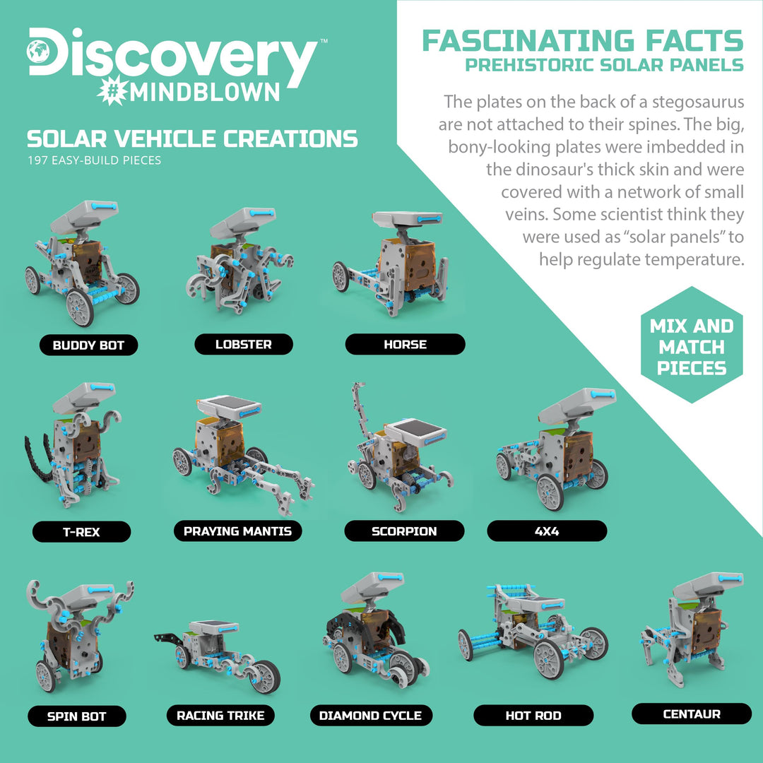 Discovery #Mindblown STEM 12-in-1 Solar Robot Creation 197-Piece Kit with Working Solar Powered Motorized Engine and Gears, Construction Engineering Set for Ages 8 and Up Retail $34.99