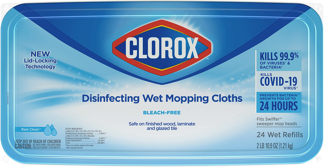 Clorox Disinfecting Wet Mopping Cloths, Rain Clean, 24 Wet Refills (Package May Vary) Retail $18.00