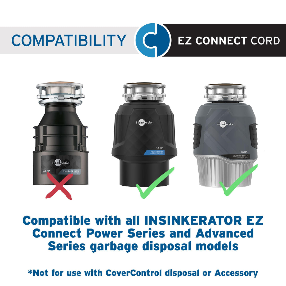 INSINKERATOR Garbage Disposal EZ Connect 3-Foot Power Cord for EZ Connect Power and Advanced Series Continuous Feed Food Waste Disposer Models, CRD-EZ, Black