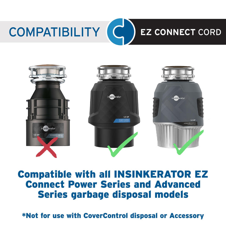 INSINKERATOR Garbage Disposal EZ Connect 3-Foot Power Cord for EZ Connect Power and Advanced Series Continuous Feed Food Waste Disposer Models, CRD-EZ, Black