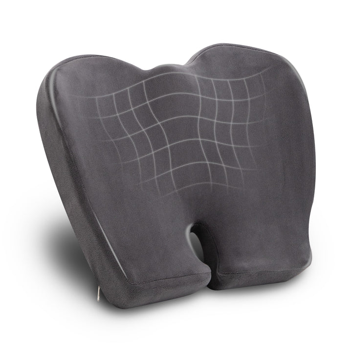 Mind Reader Air-Cloud Memory Foam Seat Cushion, Ergonomic Support for Lower Back, Coccyx, and Hip Pain Relief, Promotes Better Posture, Washable Cover, Gray