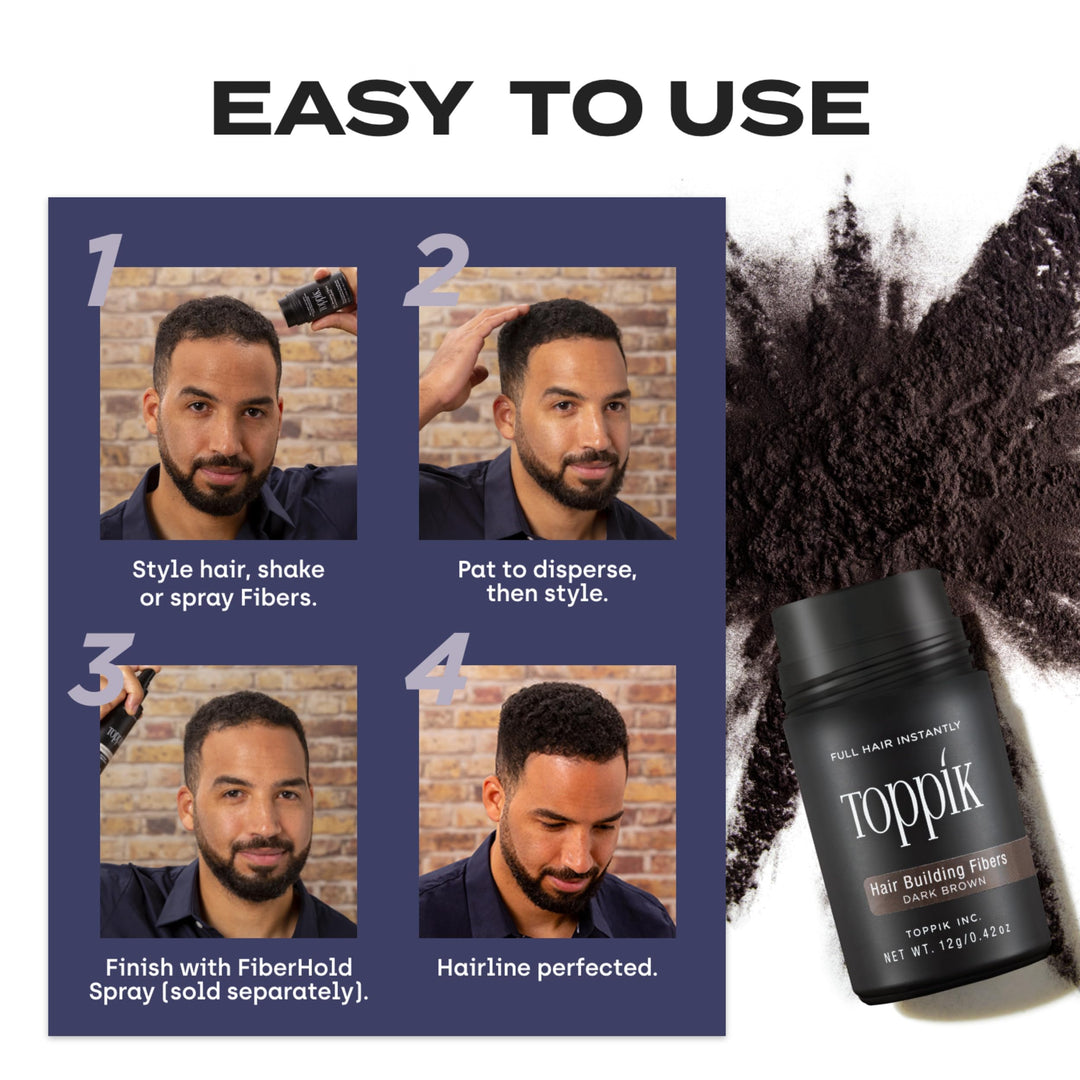 Toppik Hair Building Fibers, Black, 27.5g Fill In Fine or Thinning Hair, Instantly Thicker, Fuller Looking, 9 Shades for Men & Women, Keratin Protein Formula