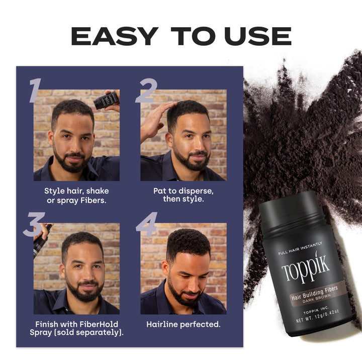 Toppik Hair Building Fibers, Black, 27.5g Fill In Fine or Thinning Hair, Instantly Thicker, Fuller Looking, 9 Shades for Men & Women, Keratin Protein Formula