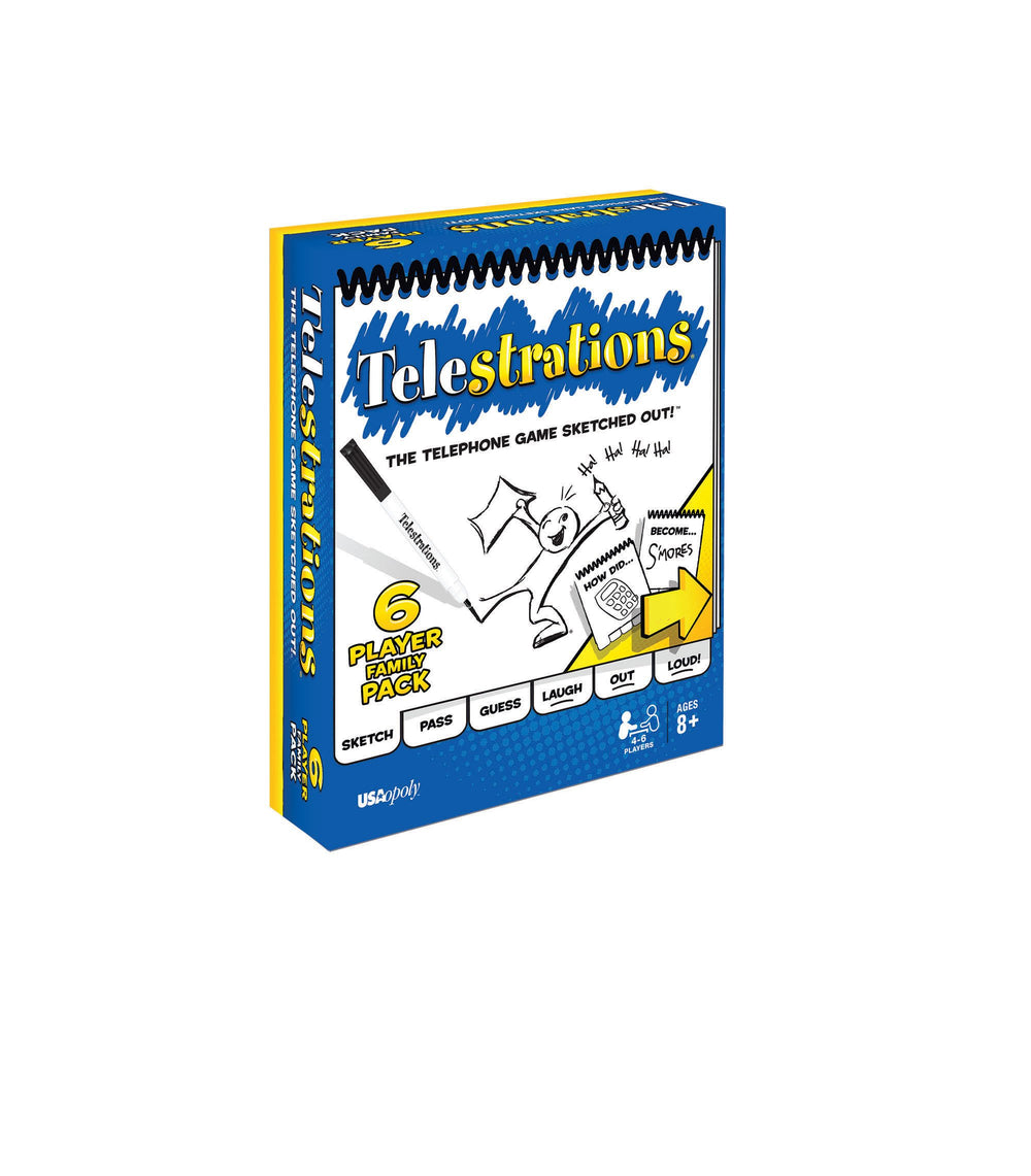 USAopoly Telestrations Original 6 Player | Family Board Game | A Fun Family Game for Kids and Adults | Family Game Night Just Got Better | The Telephone Game Sketched Out Retail $19.99