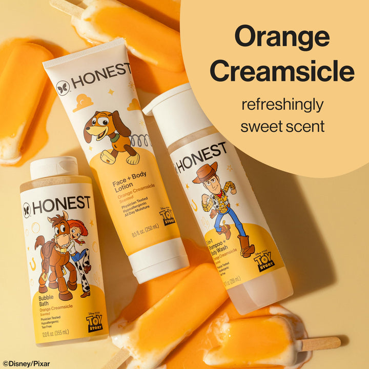 The Honest Company Cleansing 2-in-1 Shampoo + Body Wash, Gentle on Skin, Dermatologist Tested, Tear Free, Hypoallergenic, Disney and Pixar's Toy Story, Orange Creamsicle Retail $10.99
