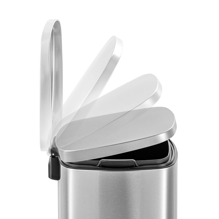 QUALIAZERO 50L/13Gal Heavy Duty Hands-Free Stainless Steel Commercial/Kitchen Step Trash Can, Fingerprint-Resistant Soft Close Lid Trashcan, 50L / 13 GAL Retail $69.98