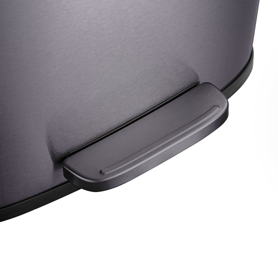 QUALIAZERO 50L/13Gal Heavy Duty Hands-Free Black Stainless Steel Commercial/Kitchen Step Trash Can, Fingerprint-Resistant Soft Close Lid Trashcan, Rectangle Shape (50L Rectangle BSS) Retail $69.98
