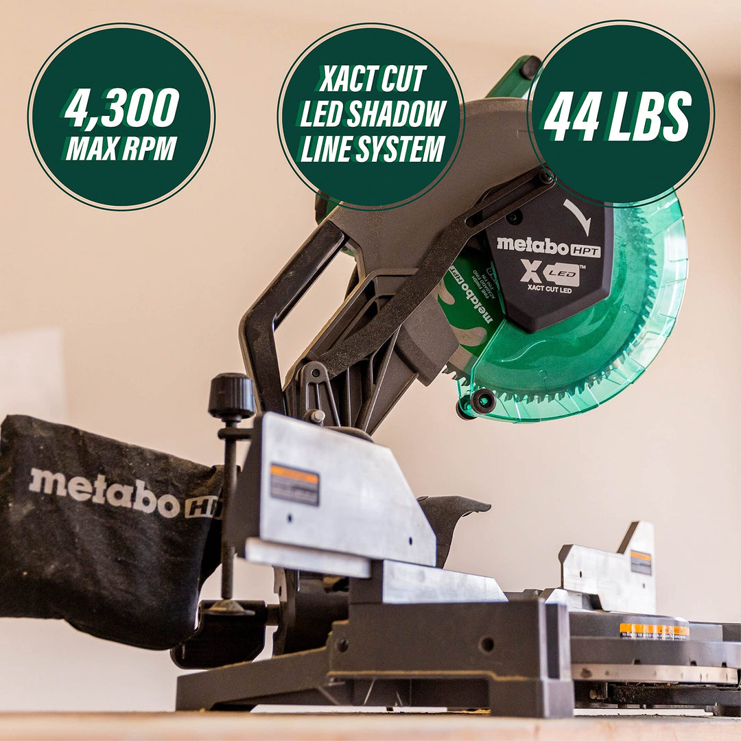 Metabo HPT 12-Inch Compound Miter Saw | Xact Cut LED Shadow Line System | Dual Bevel | C12FDHB Retail $299.00