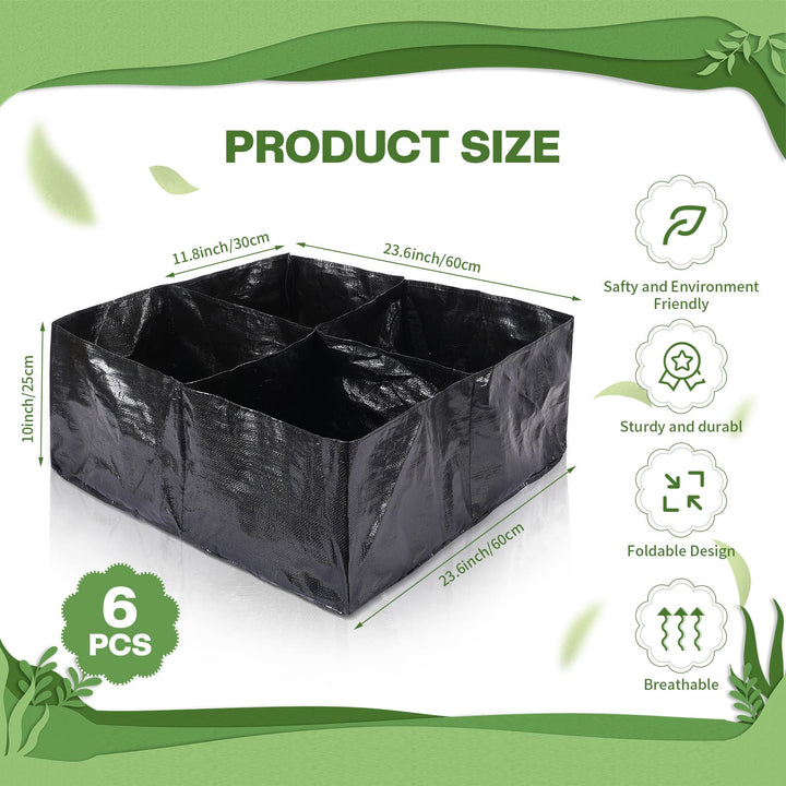 6 Pcs 24 Gallon Fabric Raised Garden Bed Breathable Planting Container Grow Bag 2 x 2 ft Grow Planting Bags with 4 Divided Square Raised Garden Planter Grow Pot for Gardening Flower Vegetable Retail $24.99