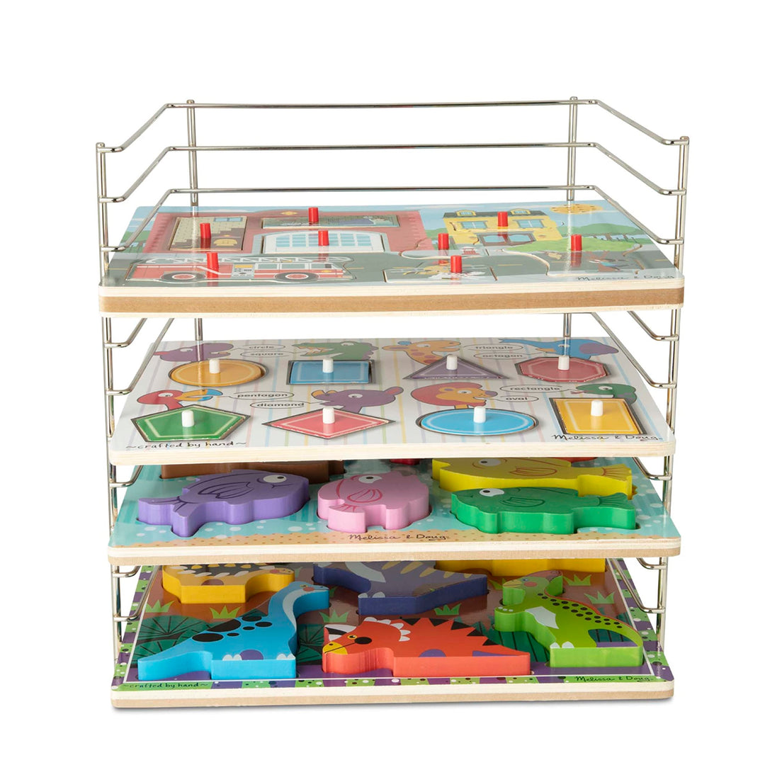 Melissa & Doug Multi-Fit Metal Wire Puzzle Rack 12 inches wide and 0.75 inches deep