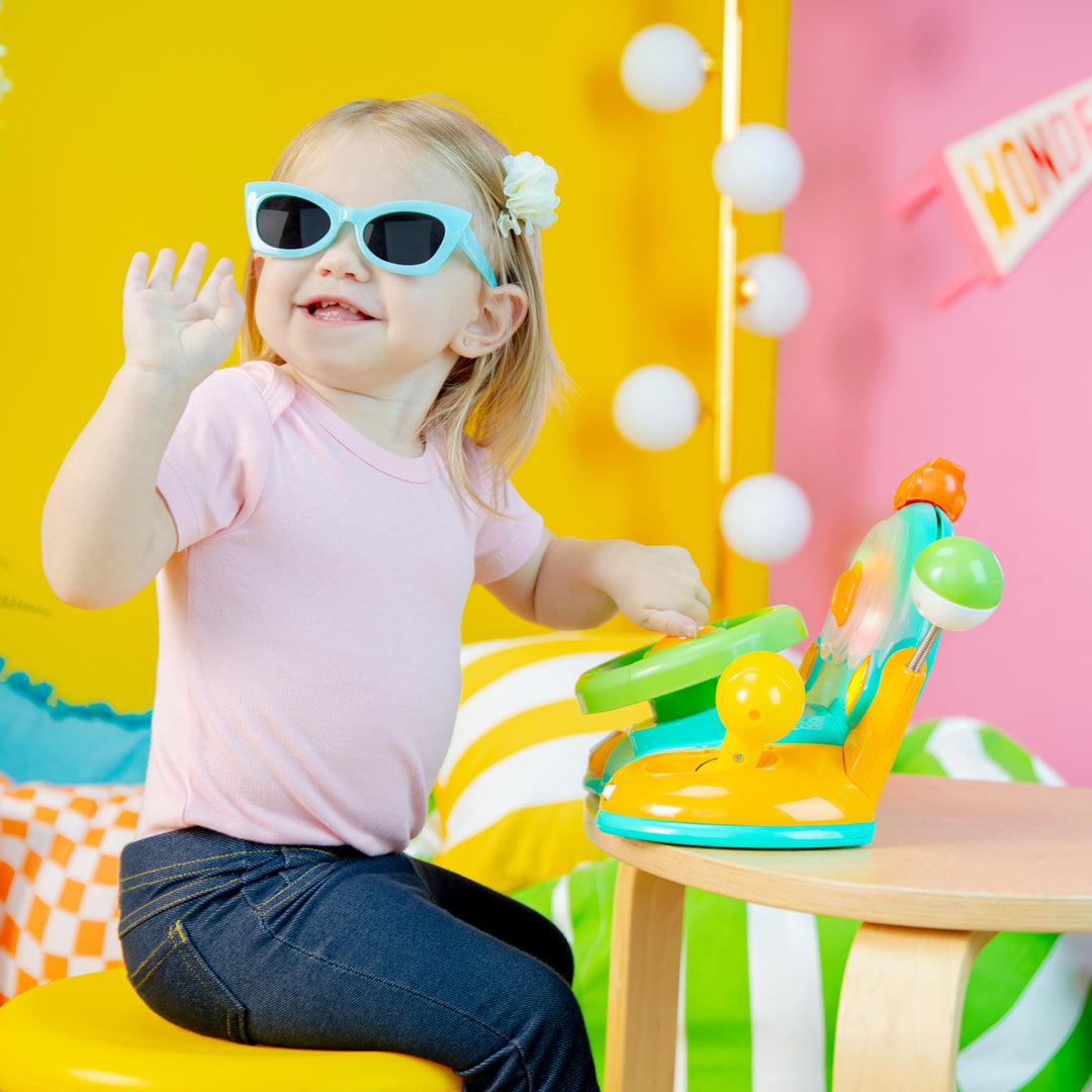 Bright Starts Lights and Colors Driver Toy Steering Wheel with Car Sounds for Pretend Play - Green, 6 Months and up Retail $19.99