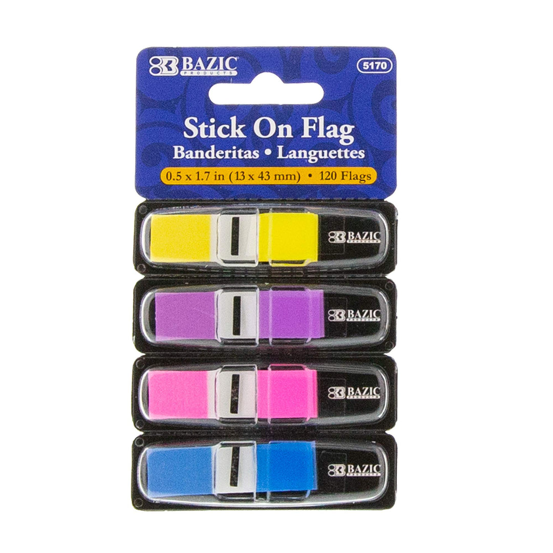 BAZIC 30 Ct. 0.5" x 1.7" Neon Color Coding Flags w/Dispenser (4/Pack) Retail $8.10