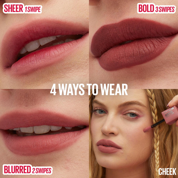 Maybelline Super Stay Teddy Lip Tint, Long Lasting Matte Lipstick For Up To 12HR Wear, Kneehigh, 1 Count