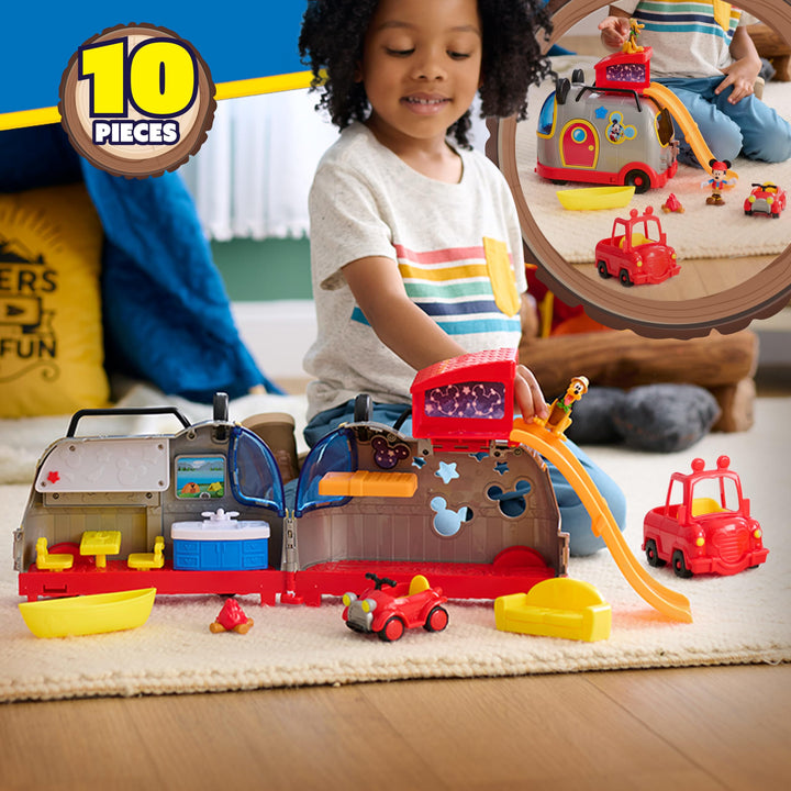 Disney Junior Mickey Mouse Happy Camper Lights and Sounds Playset, 10-Pieces, Kids Toys for Ages 3 Up by Just Play Retail $29.99