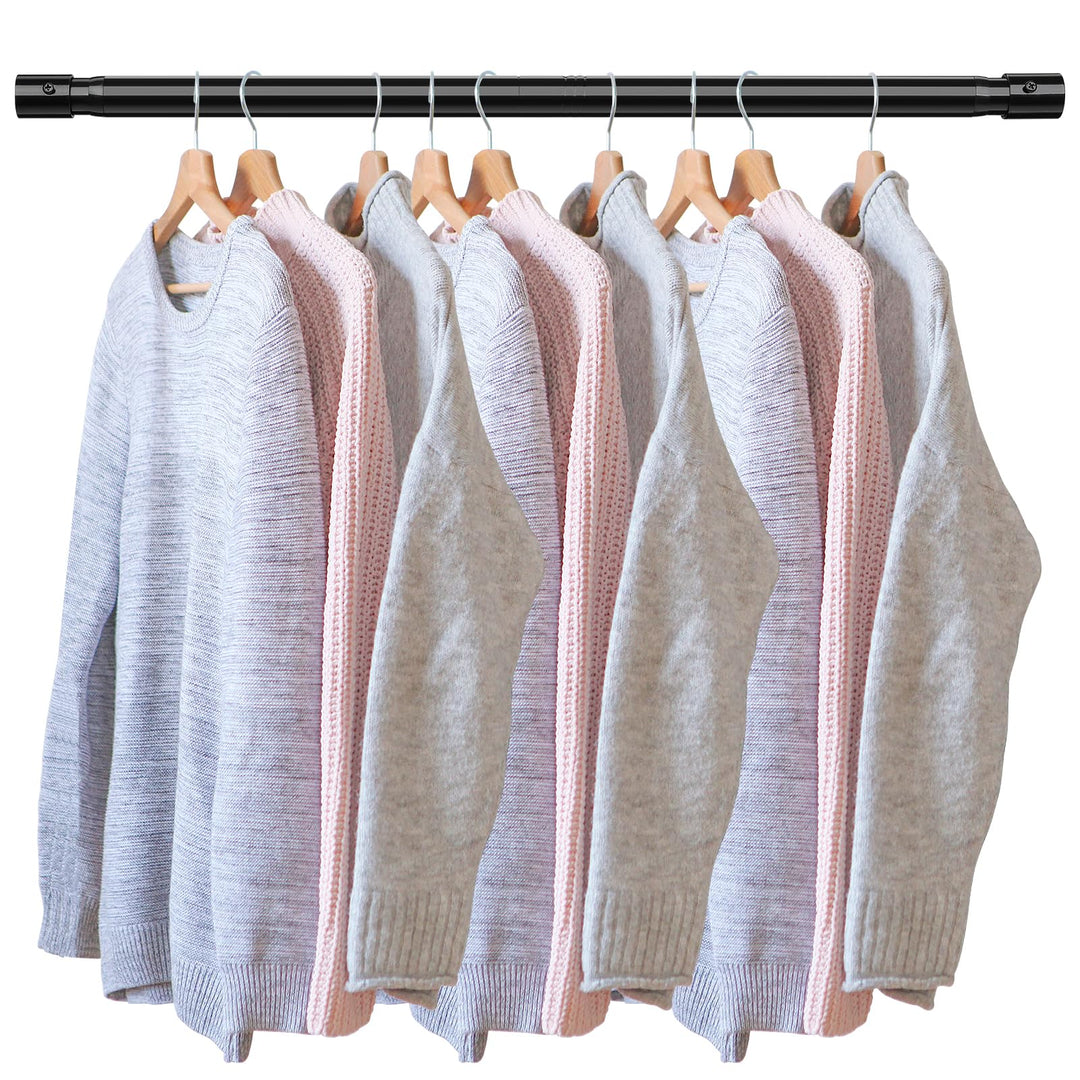 Adjustable Closet Rod 26-42 Inch, Closet Hanging Rod Heavy Duty, Closet Pole for Hanging Clothes, Closet Extender Hanging Bar for Wardrobe, Black Curtain Rod for Bathroom Shower Retail $12.99