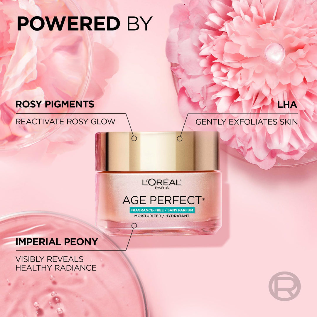 LÃ¢â‚¬â„¢Oreal Paris Age Perfect Rosy Tone Anti-Aging Face Moisturizer, Renew & Revive Healthy Tone, Fragrance Free, 1.7 oz