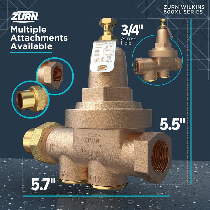Zurn Wilkins 34-600XL 3/4" 600XLPressure Reducing Valve Retail $334.99