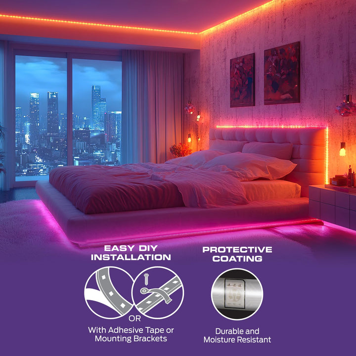 Monster Smart RGB+IC LED Strip Lights 50ft – Sound Reactive Strip Lights for Bedroom, App & Voice Control, RGB Light Strip for Room, Alexa Google Home, Razer Chroma Sync - 270 RGB+IC LED Lights Retail $29.99