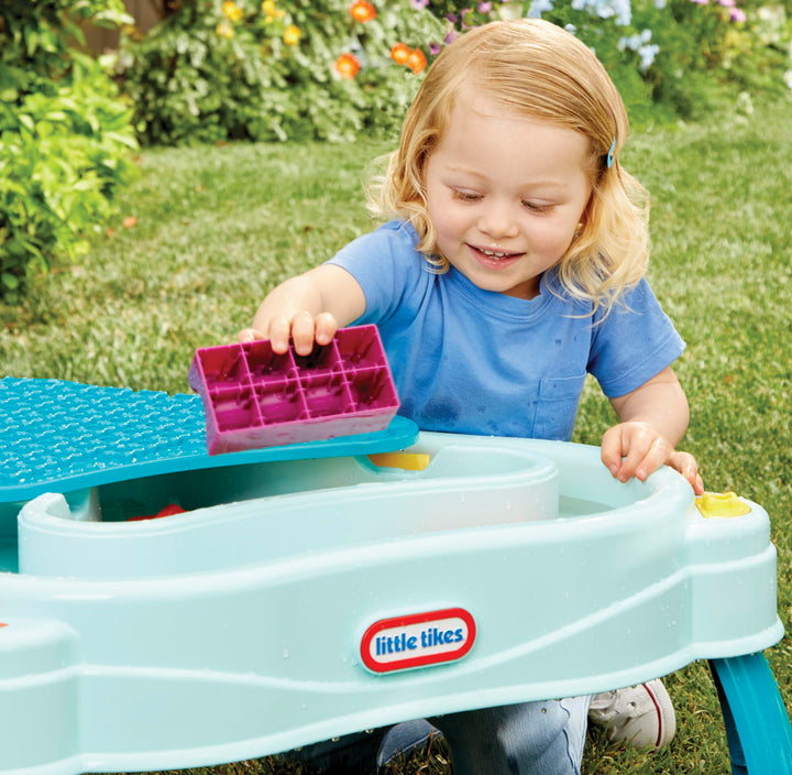 Little Tikes Build & Splash Water Table with 25 Piece Accessories - Wet/Dry Play, Indoor/Outdoor with Removeable Grow-with-Me Legs Retail $49.99