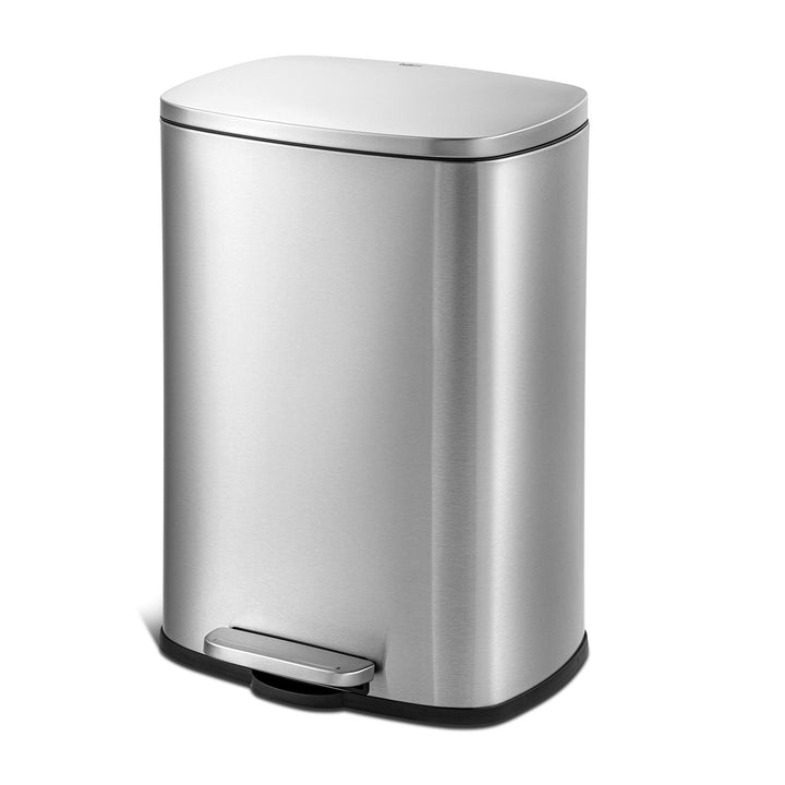 QUALIAZERO 50L/13Gal Heavy Duty Hands-Free Stainless Steel Commercial/Kitchen Step Trash Can, Fingerprint-Resistant Soft Close Lid Trashcan, 50L / 13 GAL Retail $69.98
