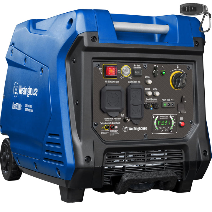 Westinghouse 5000 Peak Watt Super Quiet Portable Inverter Generator, Remote Electric Start with Auto Choke, RV Ready 30A Outlet, Gas Powered, CO Sensor, Parallel Capable Retail $1,199.00