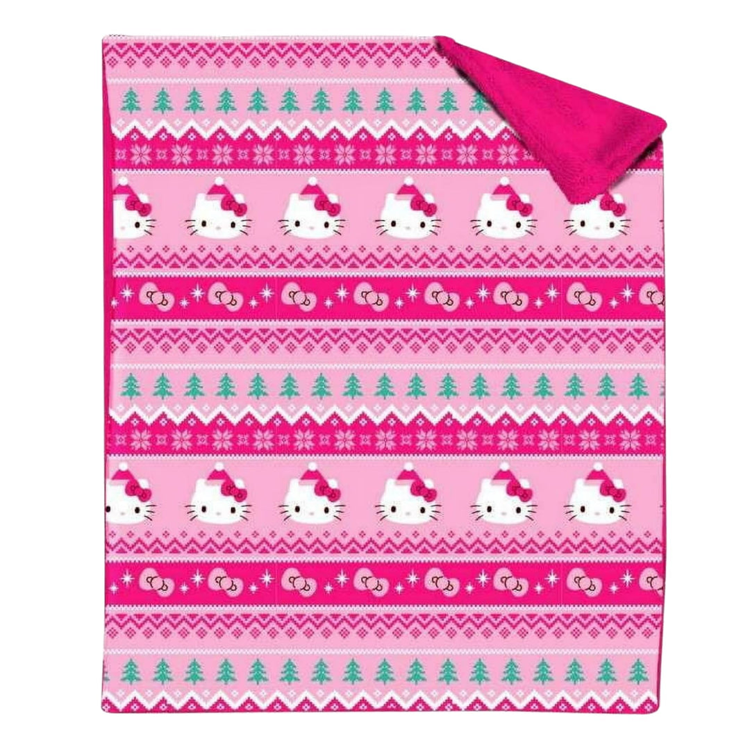 Northwest for Hello Kitty Holiday Fair Isle Throw Blanket, Pink Christmas Pattern, Reversible Sherpa, 50 x 60 inches Retail $50.00