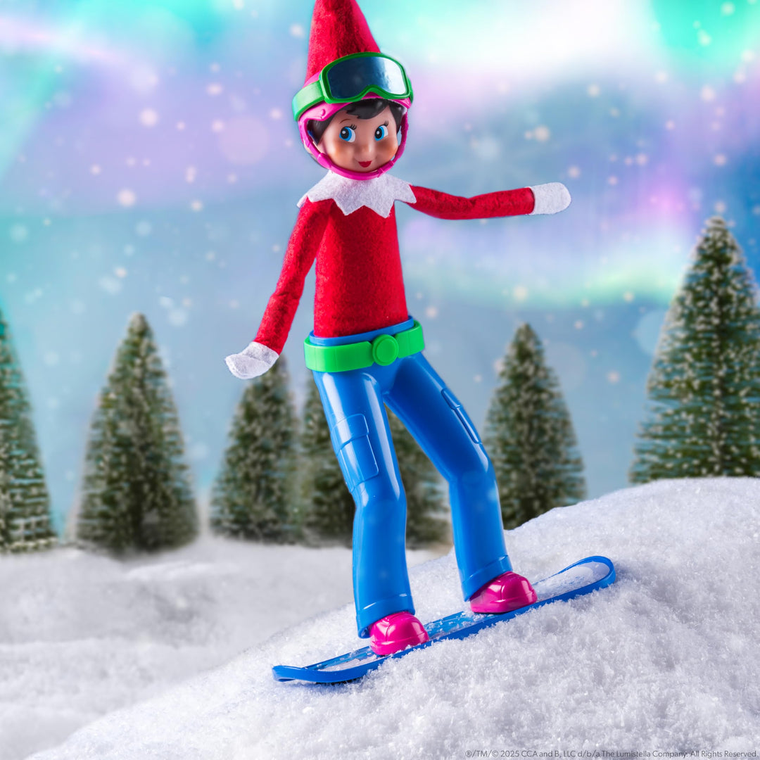 The Elf on the Shelf MagiFreez Swish and Sleigh Snowboard Set - Snowboard Elf Standing Pants and Gear - Scout Elf Not Included