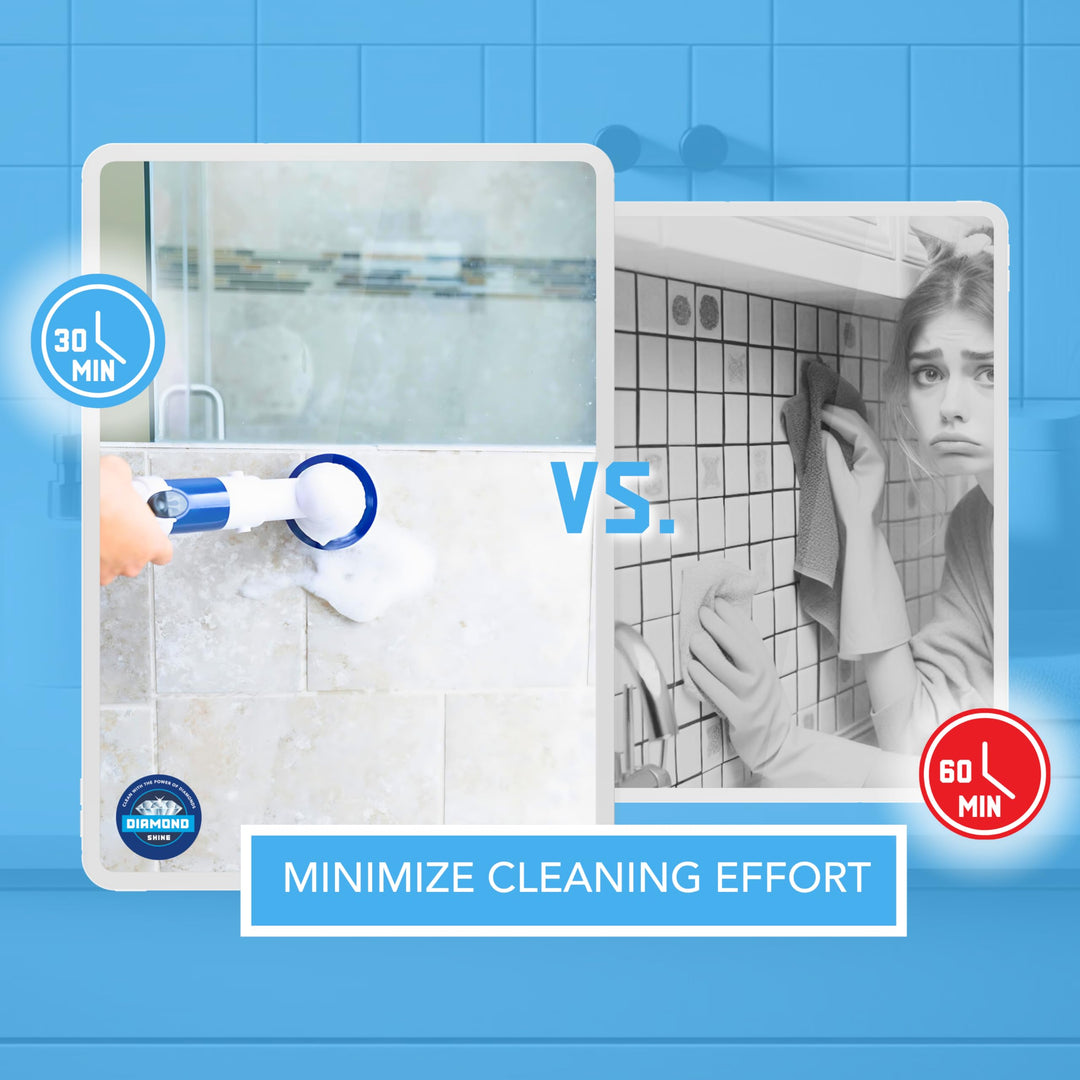 Diamond Shine Power Scrubber - Electric Spin Scrubber - Rotary Powered Scrubbing Brush - Grout, Tile, Floors, Bathtubs, Showers, Sinks, Toilets - 3 Brush Heads Retail $59.99