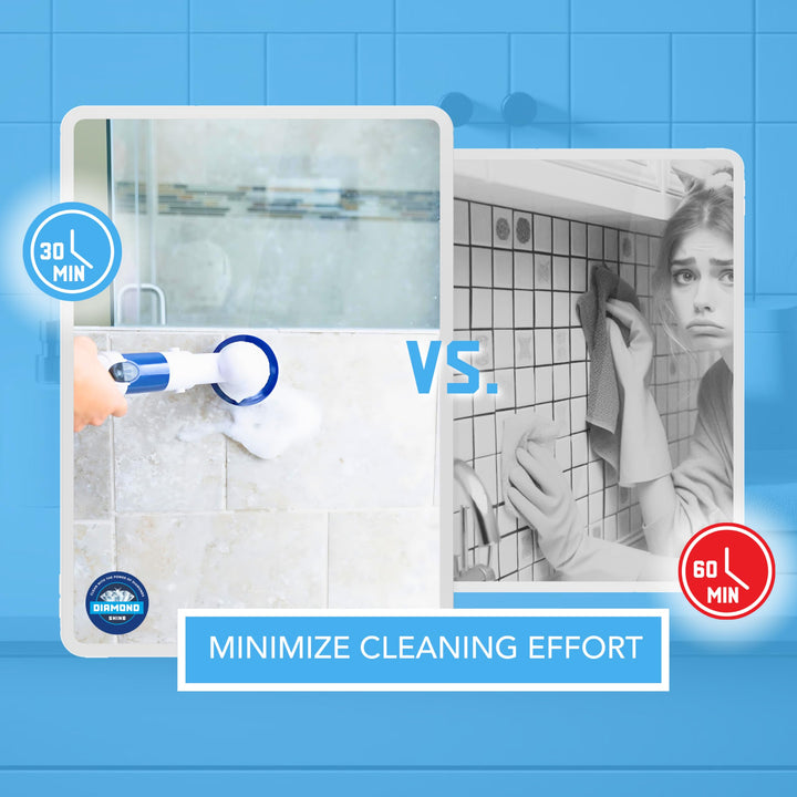 Diamond Shine Power Scrubber - Electric Spin Scrubber - Rotary Powered Scrubbing Brush - Grout, Tile, Floors, Bathtubs, Showers, Sinks, Toilets - 3 Brush Heads Retail $59.99
