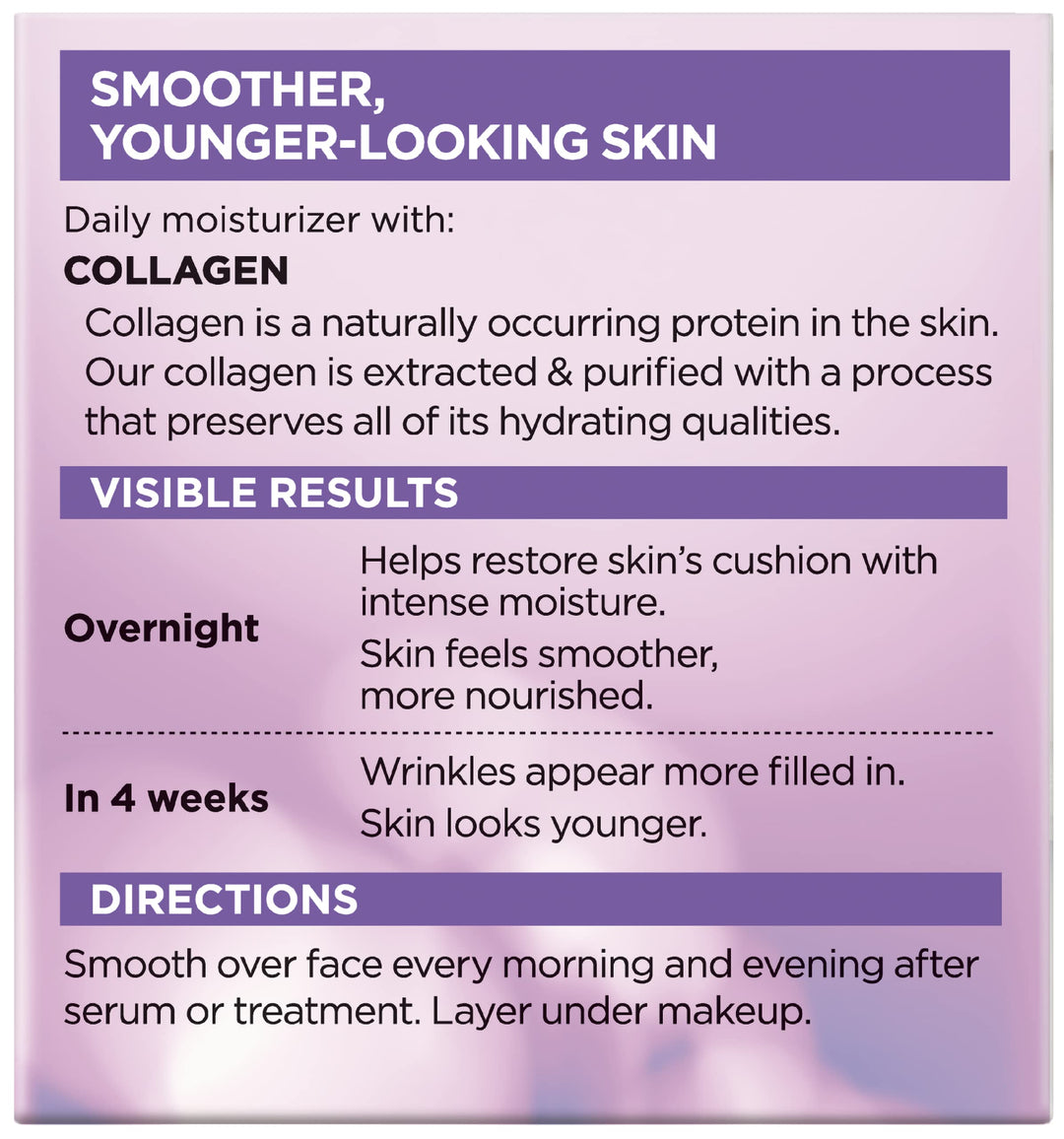 LÃ¢â‚¬â„¢Oreal Paris Collagen Daily Face Moisturizer, Anti Aging Face Cream to Reduce Wrinkles and Provide Intense Hydration, 1.7 oz