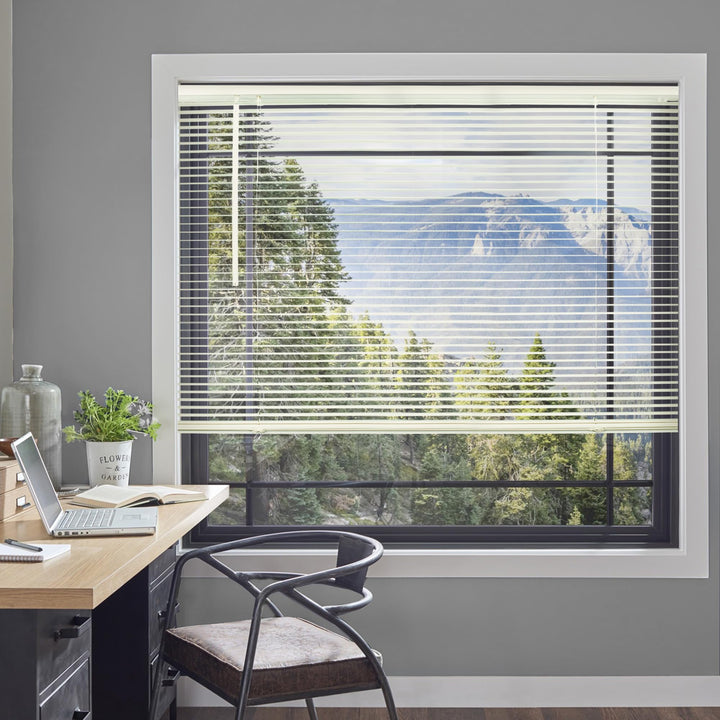 CHICOLOGY Cordless Mini Blinds, 1 Inch Vinyl Window Blinds, Room Darkening & Privacy, Easy Install with Adhesive Brackets, Child Safe, for Windows, Doors & Campers, Alabaster,72" W x 36" H Retail $22.99