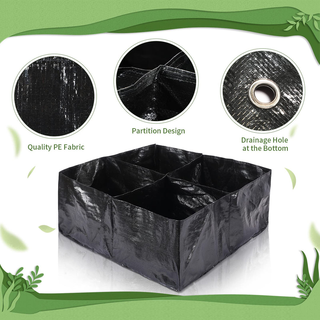 6 Pcs 24 Gallon Fabric Raised Garden Bed Breathable Planting Container Grow Bag 2 x 2 ft Grow Planting Bags with 4 Divided Square Raised Garden Planter Grow Pot for Gardening Flower Vegetable Retail $24.99