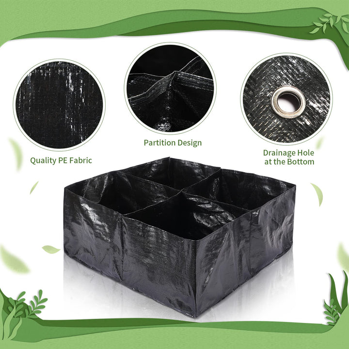6 Pcs 24 Gallon Fabric Raised Garden Bed Breathable Planting Container Grow Bag 2 x 2 ft Grow Planting Bags with 4 Divided Square Raised Garden Planter Grow Pot for Gardening Flower Vegetable Retail $24.99