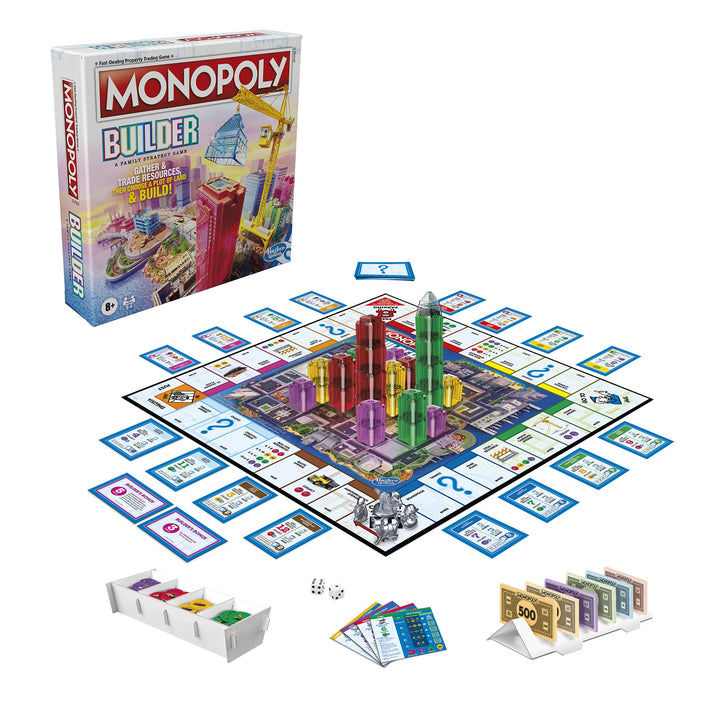 Monopoly Builder Board Game for Kids and Adults, Strategy Games, Family Board Games, for Kids 8 and Up, 2-4 Players Retail $18.97