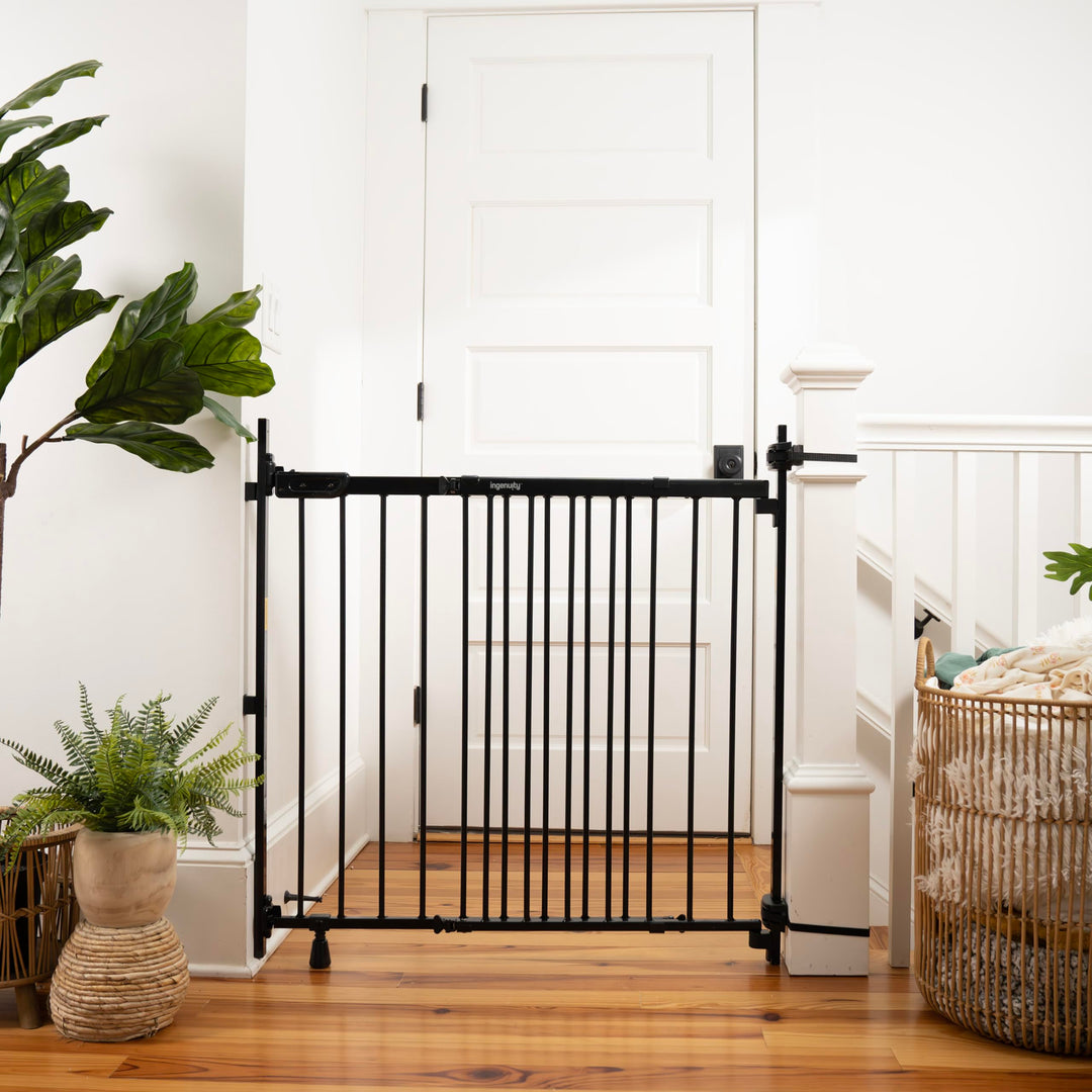 Ingenuity The Stairway+ 46W Series, Baby Gate for Stairs, Dog Gate Indoor for Banister Mount, Secure Stairway Safety Gate - Black Retail $99.98