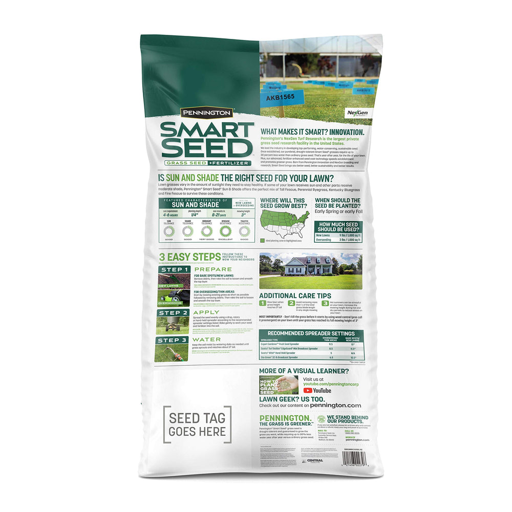 Pennington Smart Seed Sun and Shade Grass Mix 20 lb, Black Label Retail $102.00