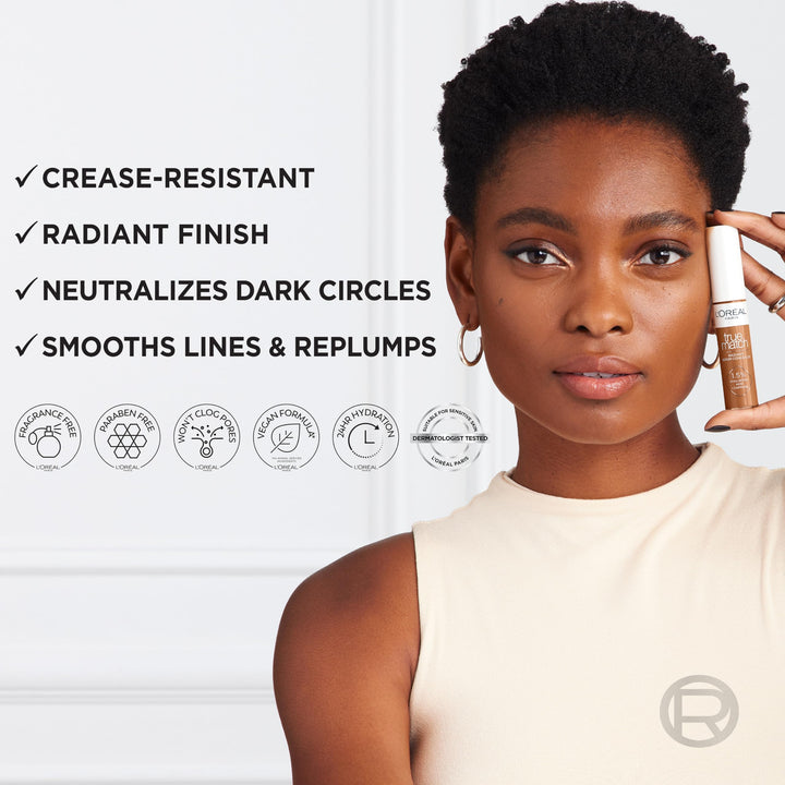 L'Oreal Paris True Match Radiant Serum Concealer, Brightening Under Eye Concealer Make Up with 1.5% Hyaluronic Acid and Caffeine, N5, 0.33 Oz