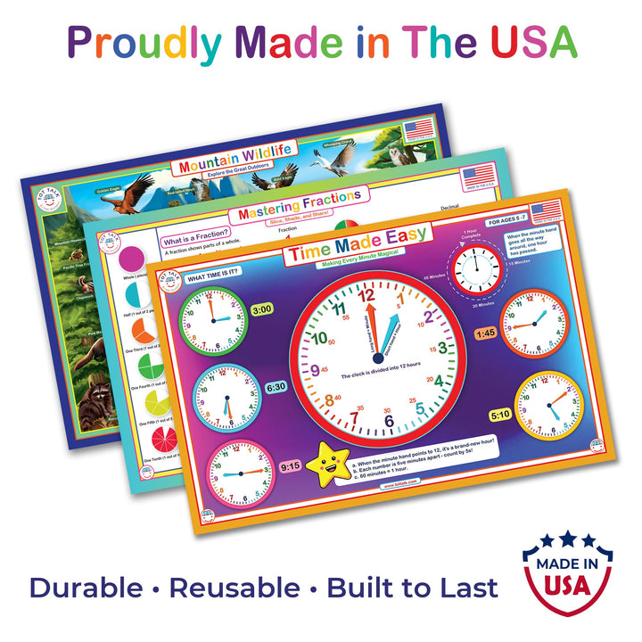 Tot Talk Solar System Explorer Educational Placemat for Kids - Double-Sided, Waterproof, Wipeable - Made in USA - Learn Planet Names and Facts, Front and Back Activities - 11.5" x 17.5" Retail $5.00