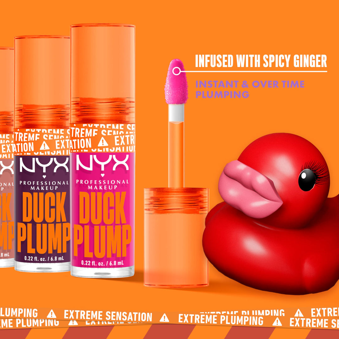 NYX PROFESSIONAL MAKEUP Duck Plump High Pigment Plumping Lip Gloss with Spicy Ginger, Vegan Lip Makeup - Twice The Spice (Spiced Red) Retail $13.00