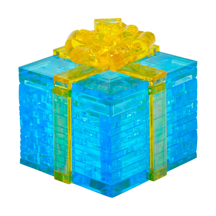 3D Crystal Puzzle - Gift Box (Blue with Yellow Ribbon): 38 Pcs