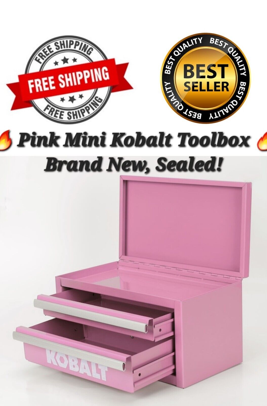 Kobalt Mini 2-Drawer Pink Steel Tool Box Retail $36.99