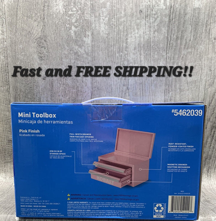 Kobalt Mini 2-Drawer Pink Steel Tool Box Retail $36.99