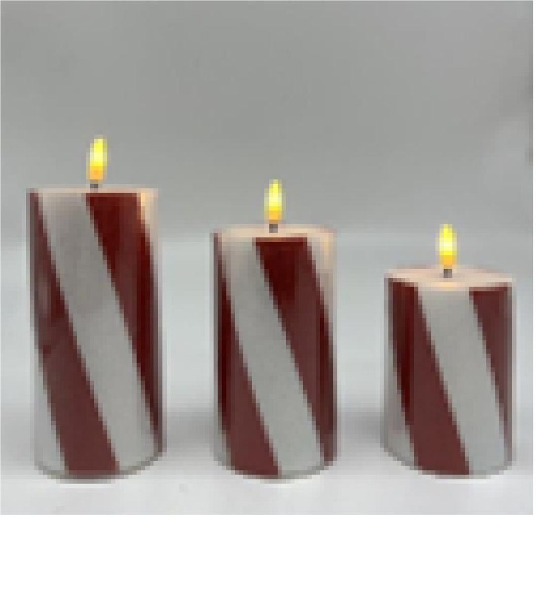 Northlight LED Flameless Flickering Candy Cane Wax Pillar Christmas Candles - 6  - Set of 3 Retail $32.23