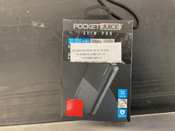 PocketJuice Slim Pro Power Bank, 20000mAh - Travel & Daily Commute USB Charger Retail $19.88