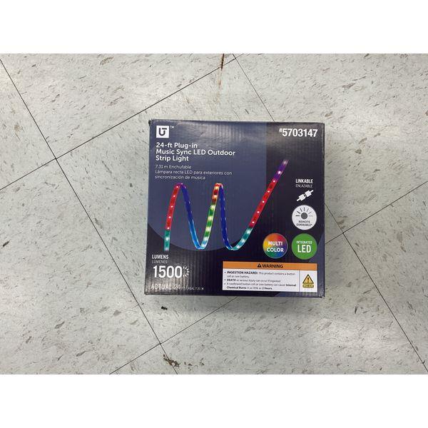 Lights 24-ft Plug-in Music Sync LED Outdoor Strip Light - Multicolor, Linkable, Remote Compatible Retail $30.00