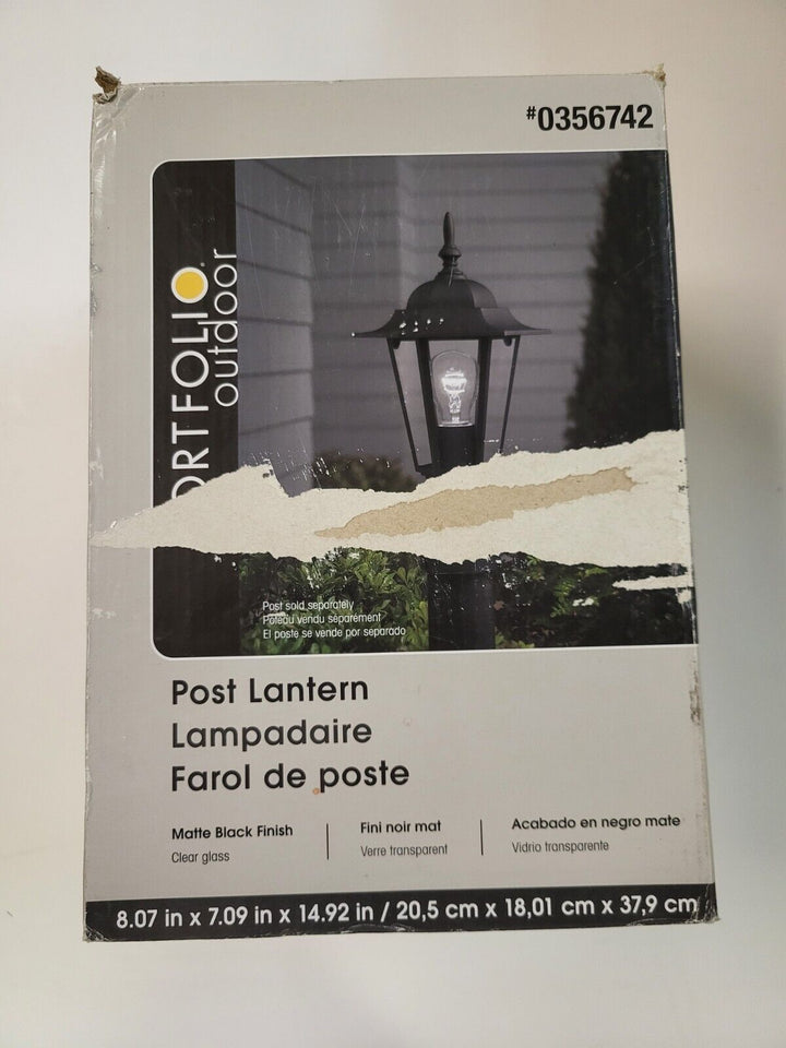 Portfolio Outdoor Post Lantern Matte Black Traditional Light # 0356742 Retail $94.98