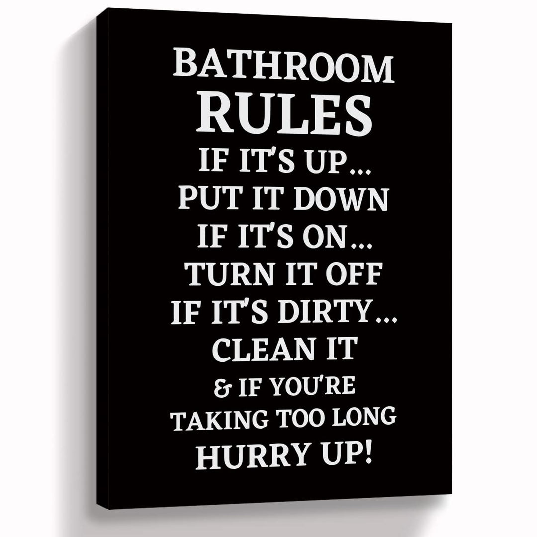 Funny Quote Bathroom Rules Canvas Wall Art Prints Rustic Farmhouse Bathroom Themed Art Decor for Office Home Bathroom Restroom Toilet,Housewarming Gifts,11Ã¢â‚¬Âx14Ã¢â‚¬ÂInch Paintings Art Decor(251)