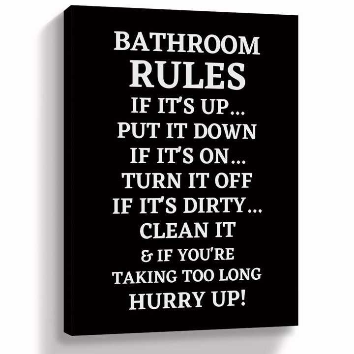 Funny Quote Bathroom Rules Canvas Wall Art Prints Rustic Farmhouse Bathroom Themed Art Decor for Office Home Bathroom Restroom Toilet,Housewarming Gifts,11Ã¢â‚¬Âx14Ã¢â‚¬ÂInch Paintings Art Decor(251)