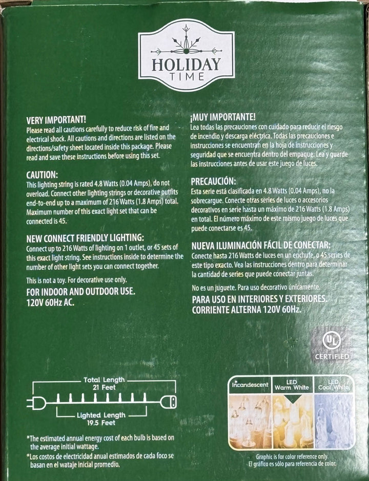 NEW 2025! Holiday Time 100-Count WARM WHITE LED Mini Christmas Lights GREEN Wire Retail $12.76